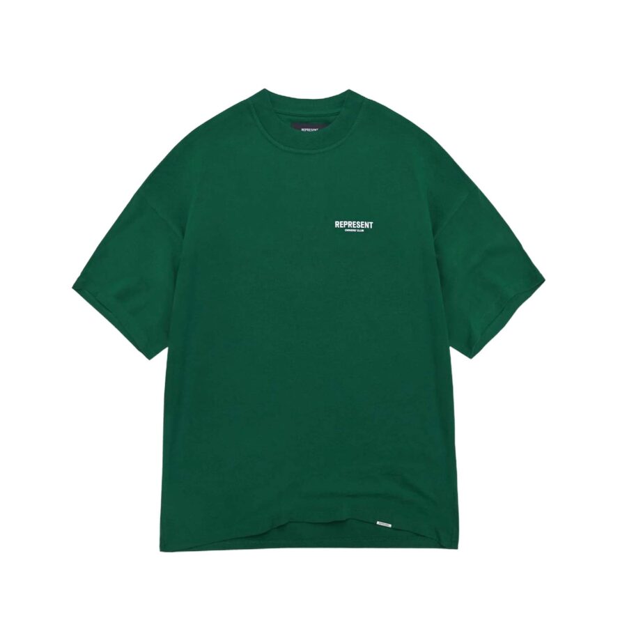 Racing Green REPRESENT OWNERS CLUB T-shirt featuring a classic fit and logo design on soft fabric.