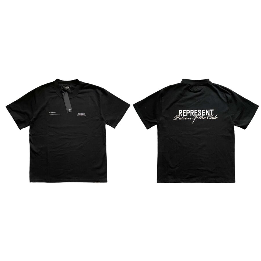 Black Central ae PATRON OF THE CLUB T-shirt featuring bold graphic design on the front.