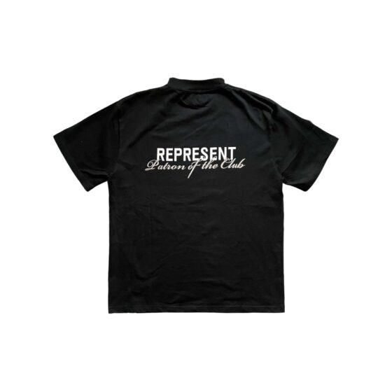 Central ae Patron of the Club T-shirt featuring a bold graphic design and classic fit in a casual setting.