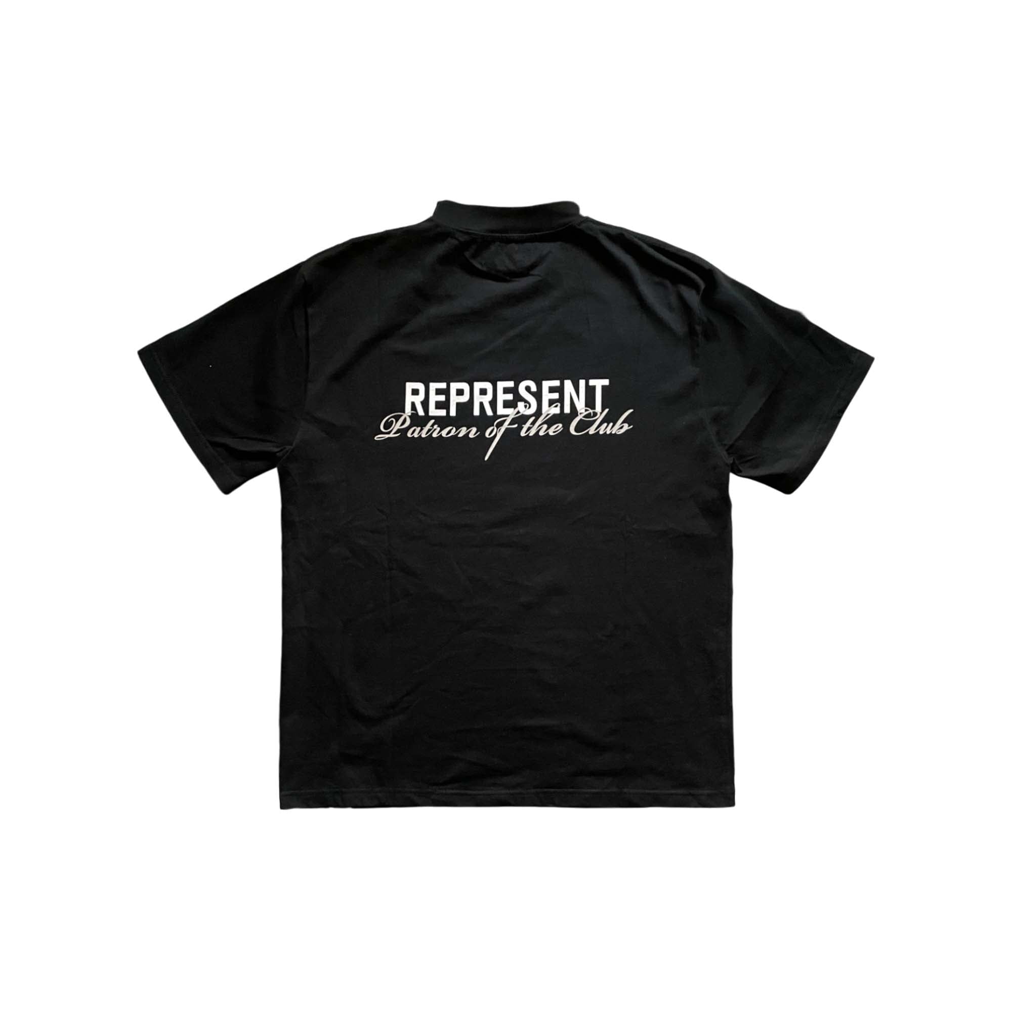 Central ae Patron of the Club T-shirt featuring a bold graphic design and classic fit in a casual setting.