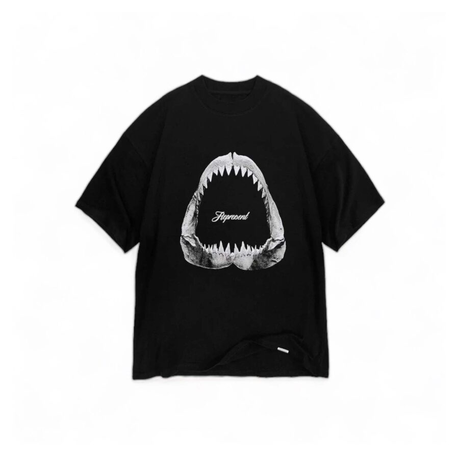 Black Represent SHARK JAWS T-SHIRT featuring a bold graphic design on a classic fit tee.