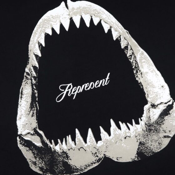 Black Represent SHARK JAWS T-shirt featuring a bold shark graphic design on the front.