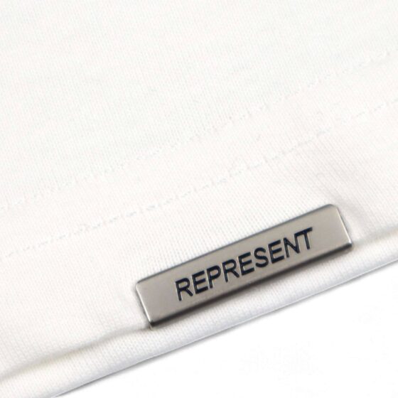 Flat white Represent Shark Jaws T-shirt featuring bold graphic design on a soft cotton fabric.