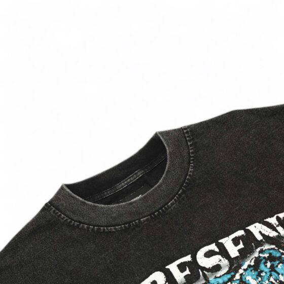 Men's size M Represent 'Never Ride Faster' faded tee in soft cotton, showcasing a relaxed fit and vintage-style design.
