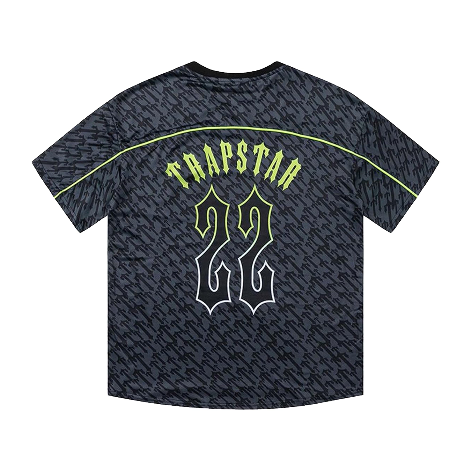 Trapstar Monogram Jersey T-shirt in black and lime, featuring a stylish design and comfortable fit.