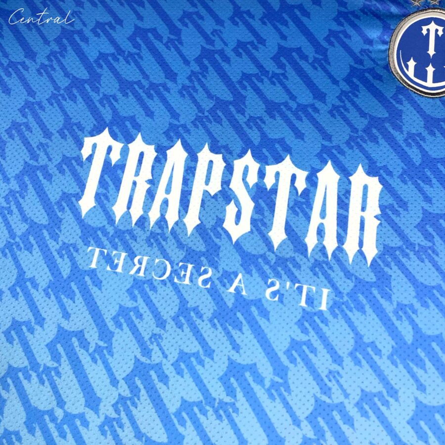 Ice blue Trapstar monogram jersey t-shirt featuring a stylish design and comfortable fit.