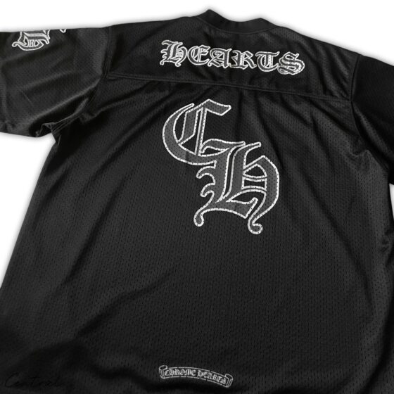 Chrome Hearts mesh stadium jersey set featuring a stylish t-shirt and shorts in a modern design by Central ae.