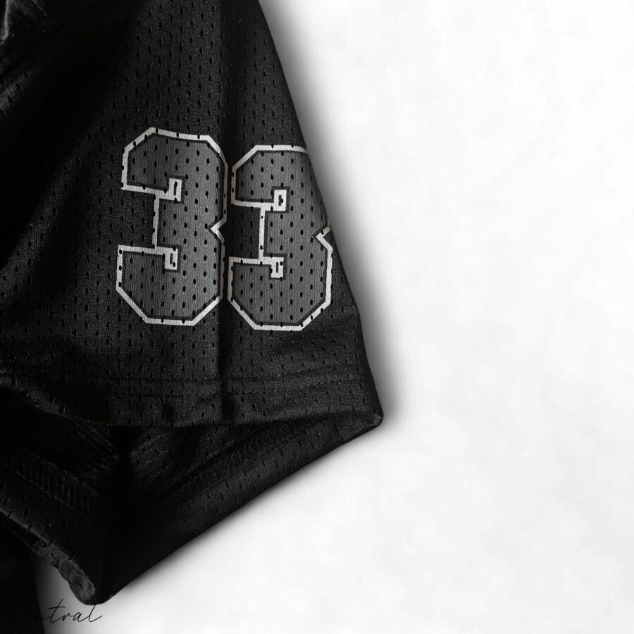 Chrome Hearts mesh stadium jersey set featuring a t-shirt and shorts in a stylish design by Central ae.