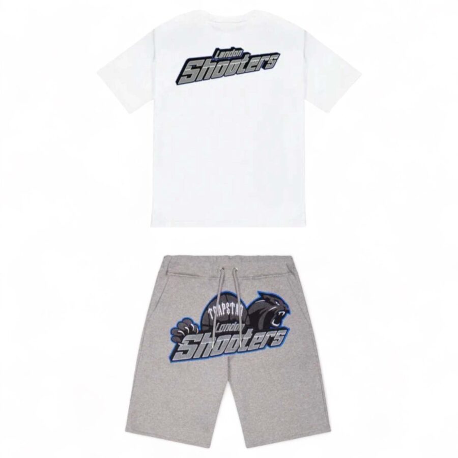 Trapstar Shooters shorts set featuring a matching t-shirt and shorts in a stylish design.