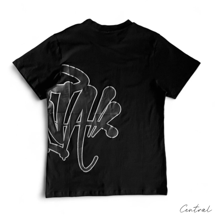 Black Syna World short set featuring a t-shirt and shorts by Central ae, displayed on a neutral background.