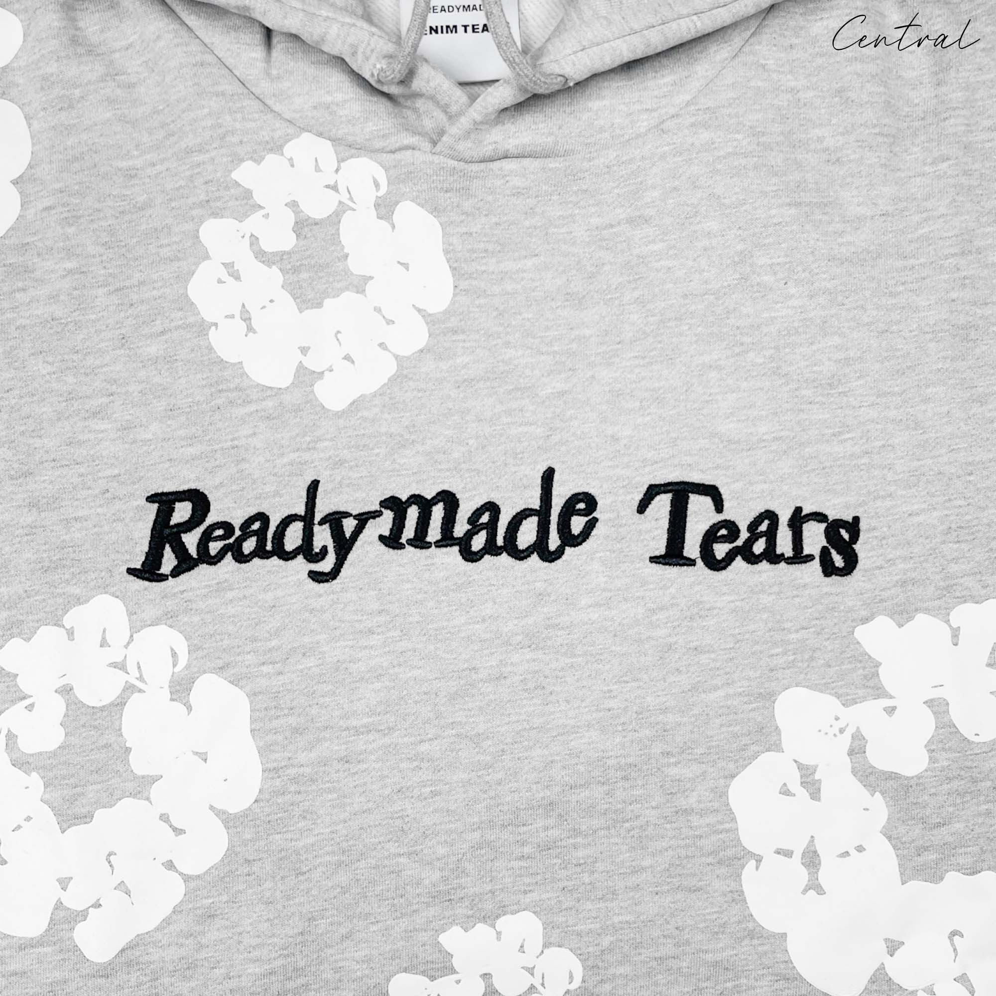 Gray READYMADE x DENIM TEARS hoodie featuring a relaxed fit and logo details from the Central brand.