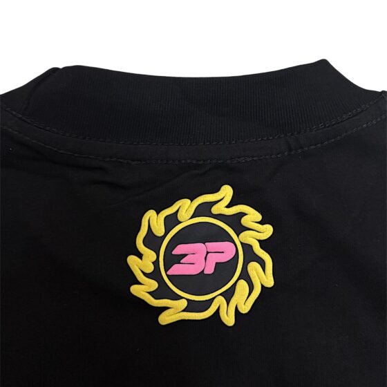 Broken Planet Gird T-Shirt in black featuring a graphic design and short sleeves, perfect for casual wear.