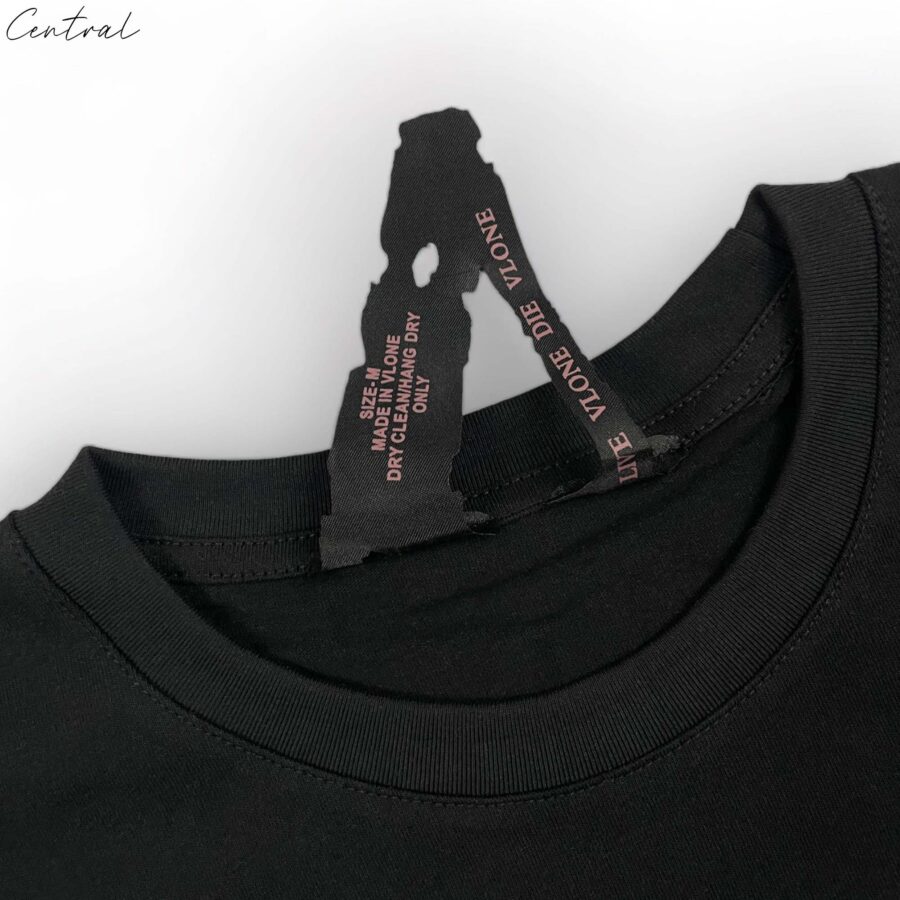 Black Nav x Vlone Good Intentions T-shirt featuring bold graphics and a relaxed fit.