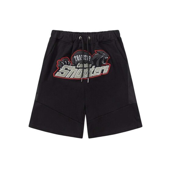 Black and red Trapstar Shooters short set featuring a t-shirt and matching shorts.