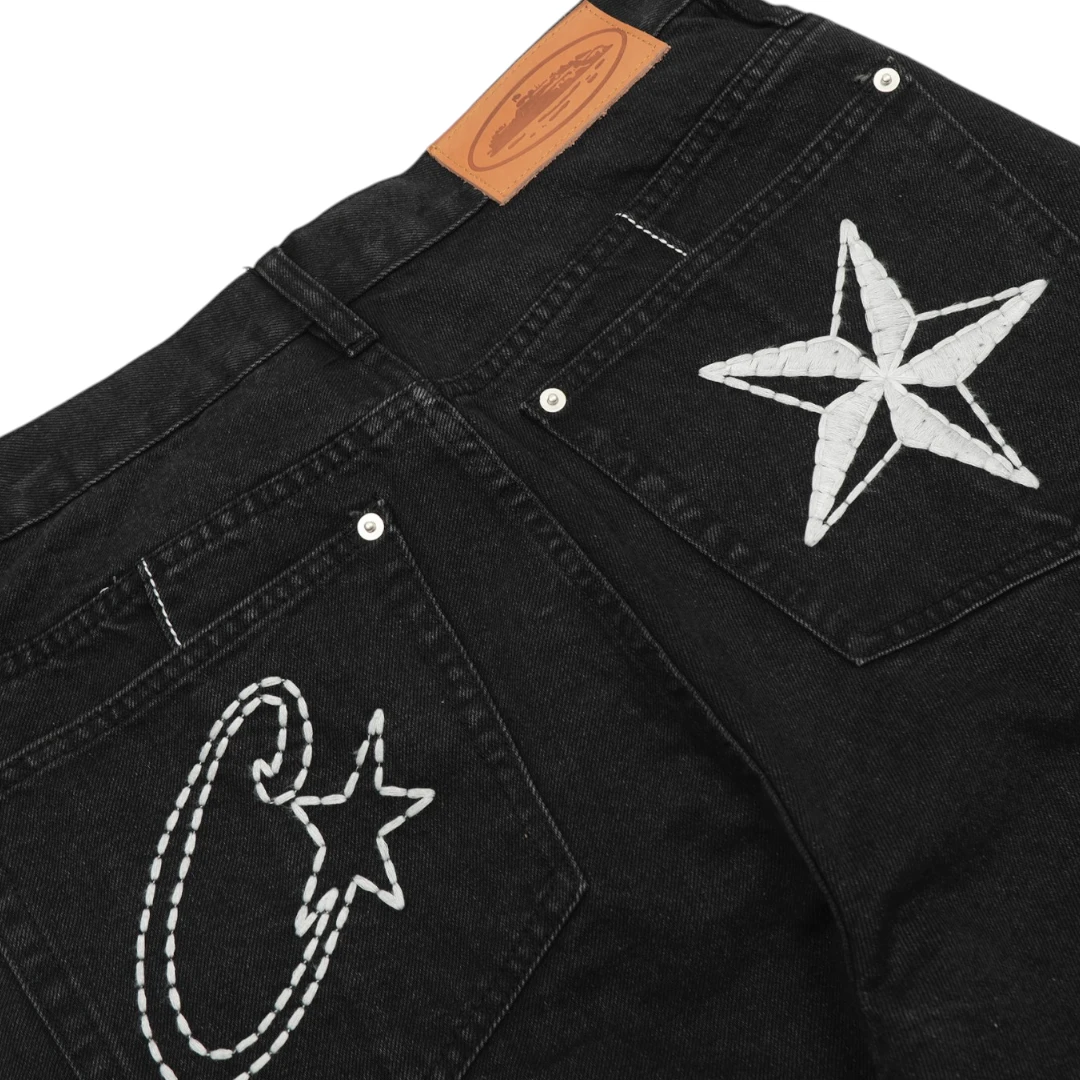 Corteiz C-Star Denim Shorts 'Black'