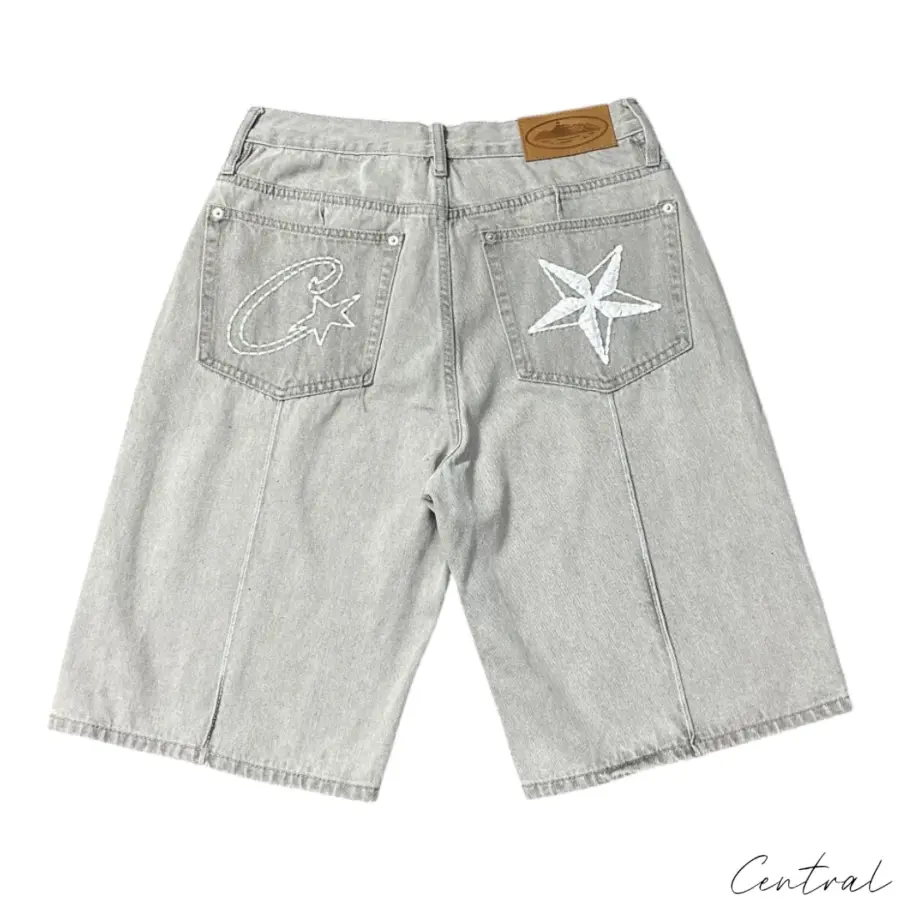 Corteiz C-Star Denim Shorts 'Gray'