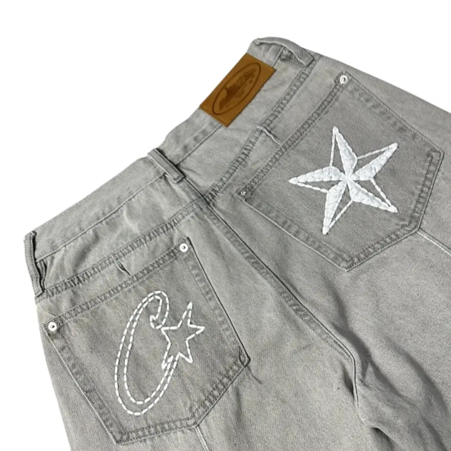 Corteiz C-Star Denim Shorts 'Gray'