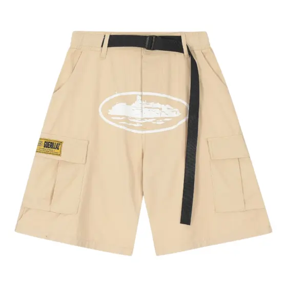 Corteiz Alcatraz Cargo Shorts Beige