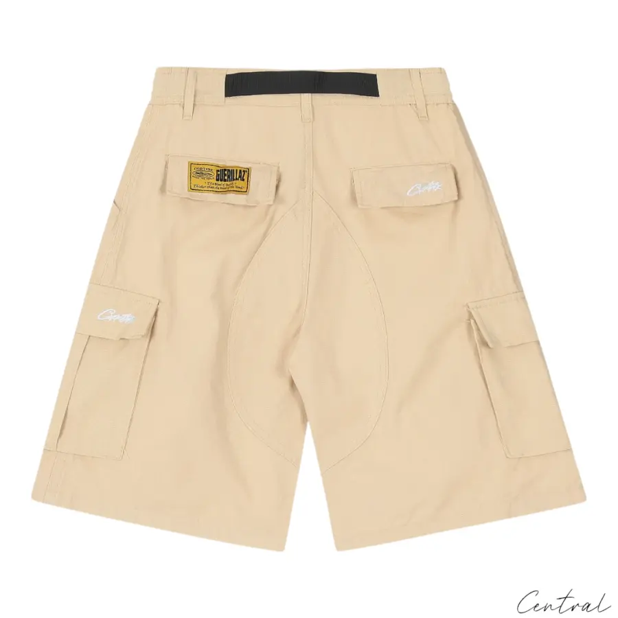 Corteiz Alcatraz Cargo Shorts Beige