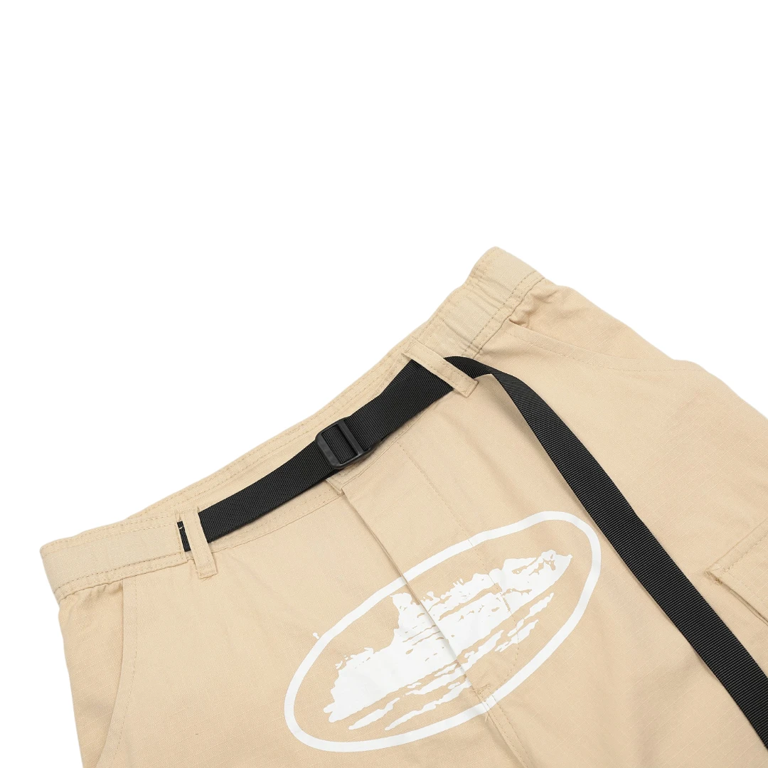 Corteiz Alcatraz Cargo Shorts Beige