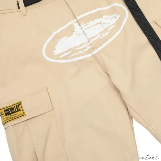 Corteiz Alcatraz Cargo Shorts Beige