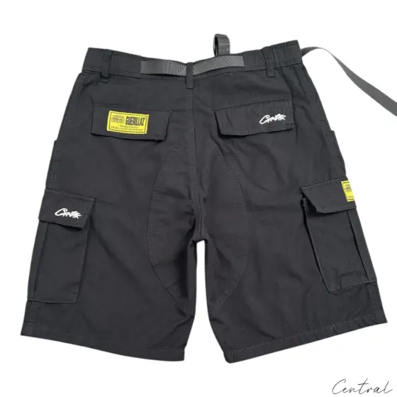 Corteiz Alcatraz Cargo Shorts - Black/White