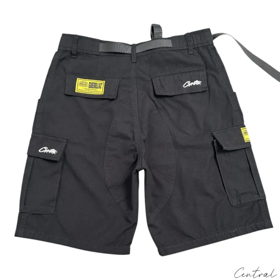 Corteiz Alcatraz Cargo Shorts - Black/White
