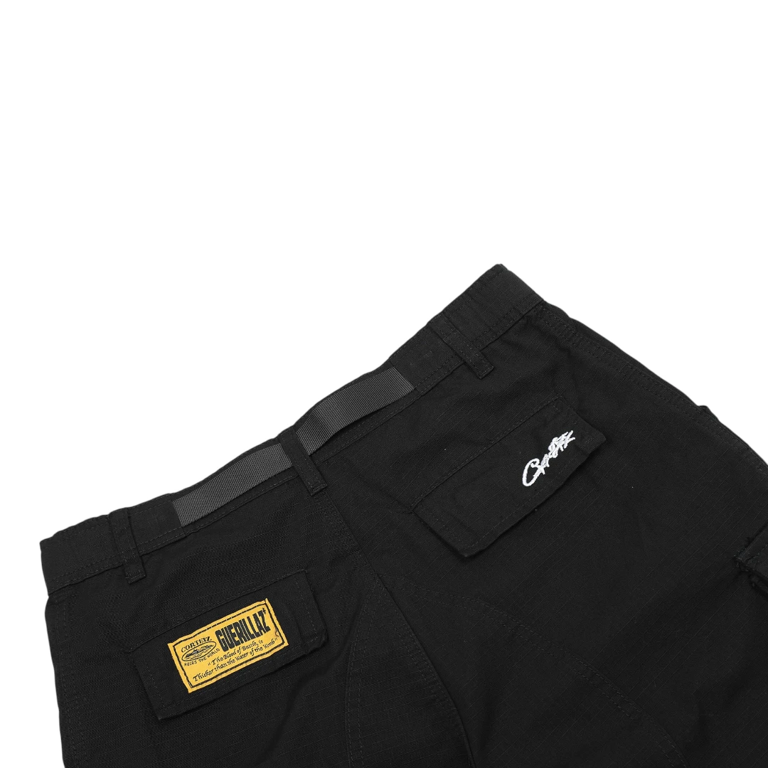 Corteiz Alcatraz Cargo Shorts - Black/White