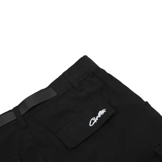 Corteiz Alcatraz Cargo Shorts - Black/White