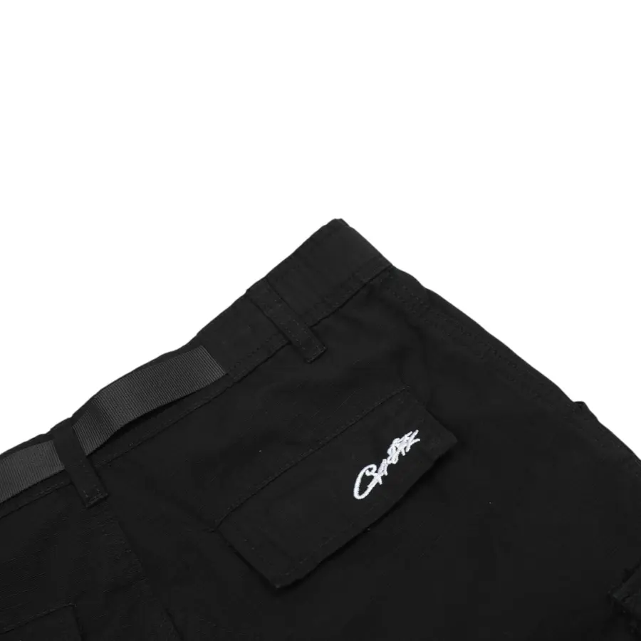 Corteiz Alcatraz Cargo Shorts - Black/White