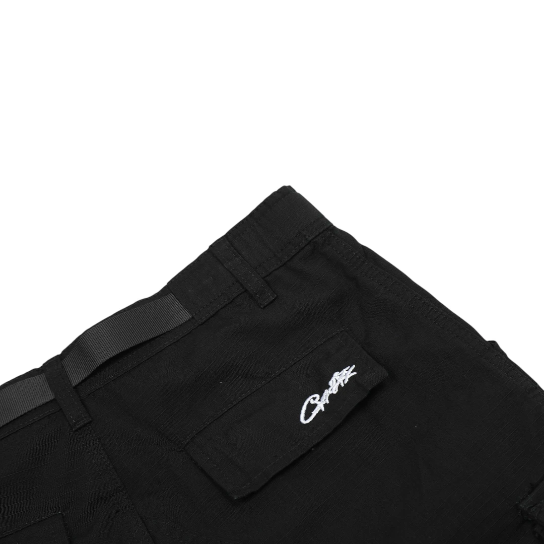 Corteiz Alcatraz Cargo Shorts - Black/White