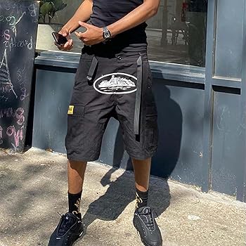 Corteiz Alcatraz Cargo Shorts - Black/White