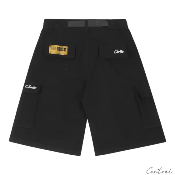 Corteiz Alcatraz Cargo Shorts - Black/Yellow