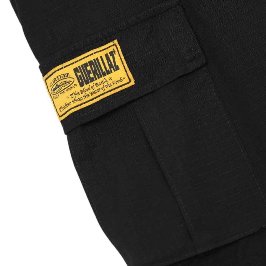 Corteiz Alcatraz Cargo Shorts - Black/Yellow