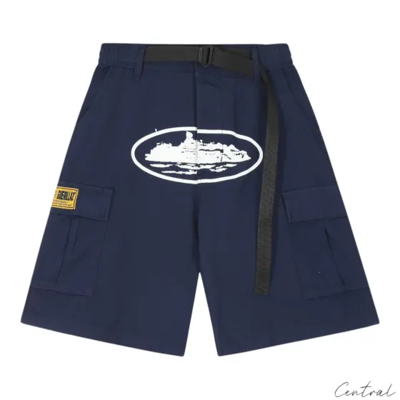 Corteiz Alcatraz Cargo Shorts - Navy