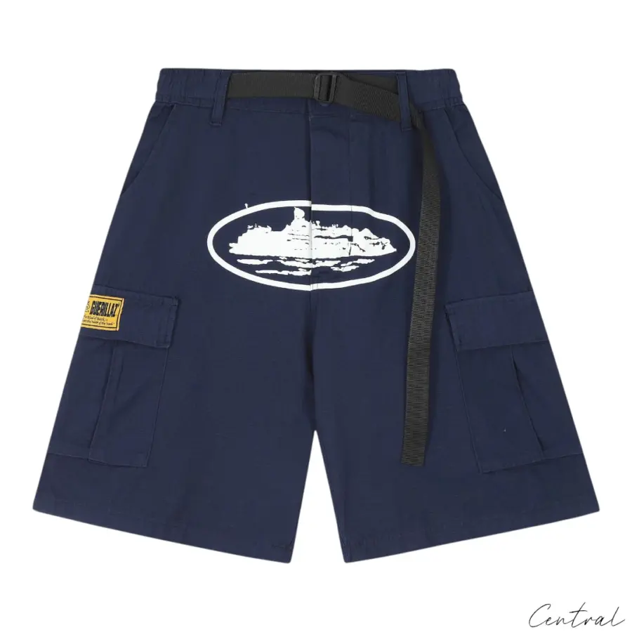 Corteiz Alcatraz Cargo Shorts - Navy