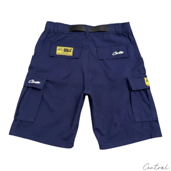 Corteiz Alcatraz Cargo Shorts - Navy