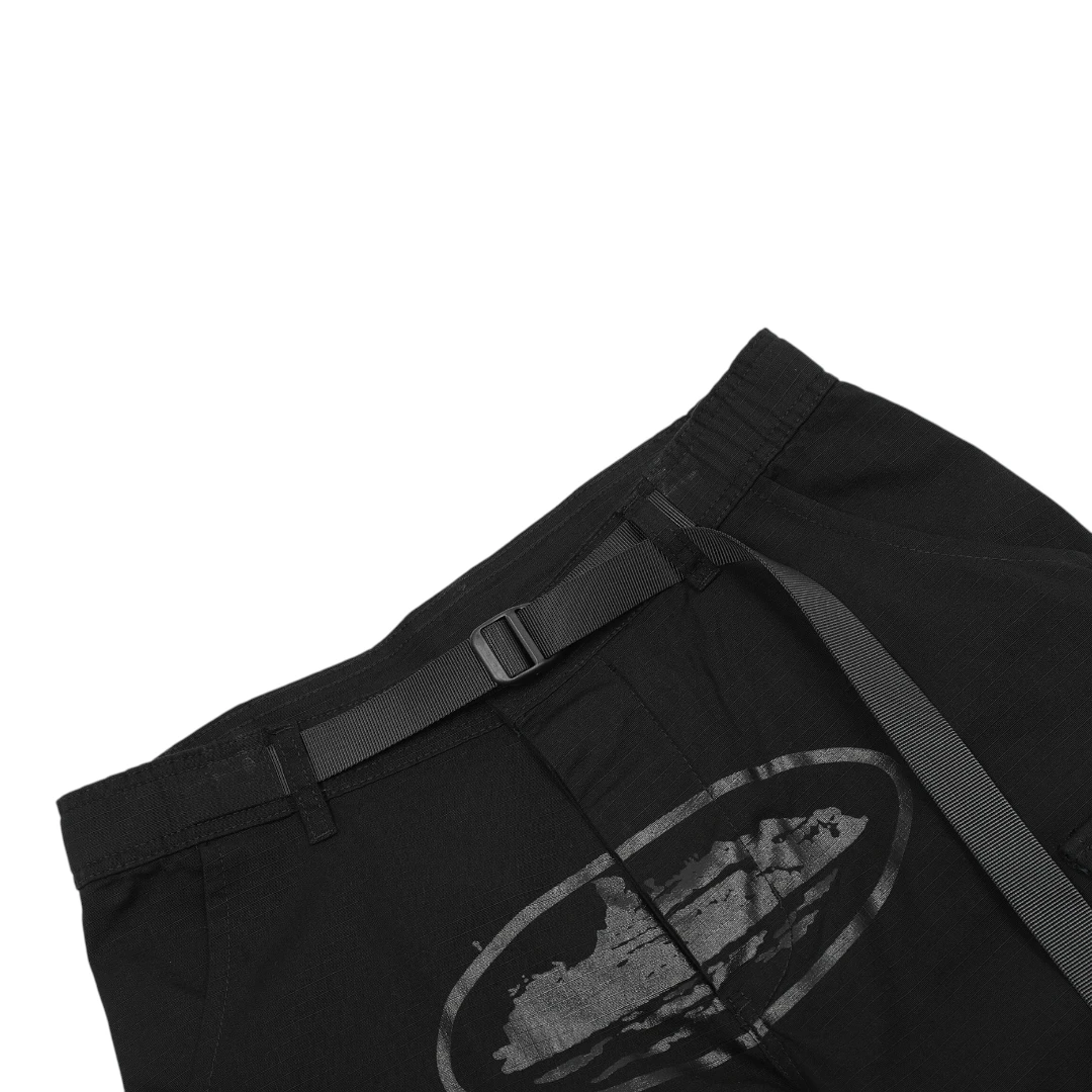 Corteiz Alcatraz Cargo Shorts - Black/Black