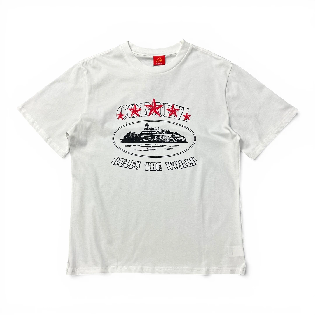 Corteiz RTW Alcatraz 5 Starz T-Shirt – White / Red