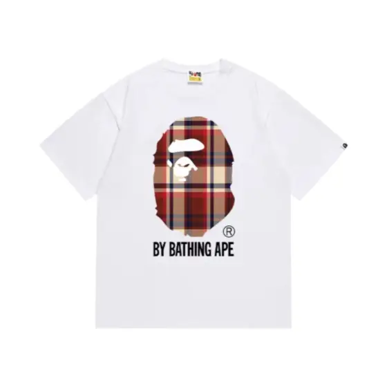 BAPE Check By Bathing Ape Tee (FW25) - white red