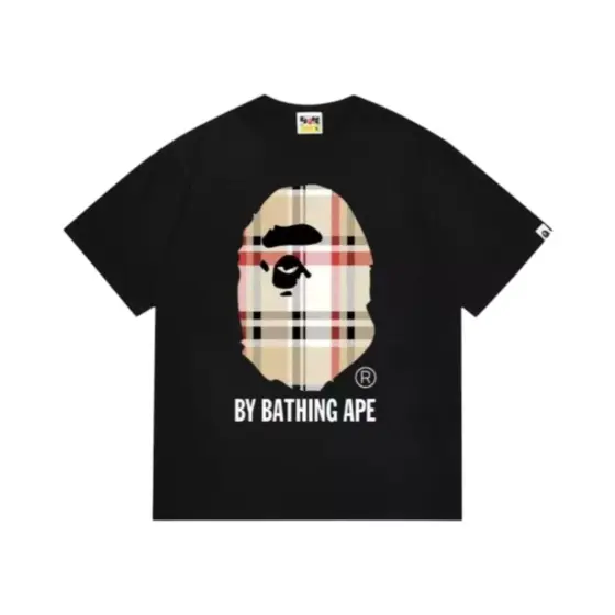 BAPE A Bathing Ape Check by Bathing Tee - black