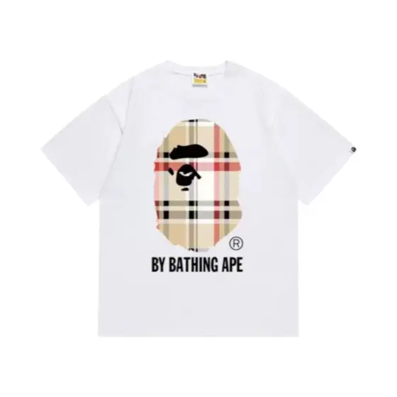 BAPE A Bathing Ape Check by Bathing Tee - white