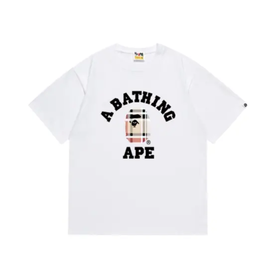 BAPE Check College Tee - white