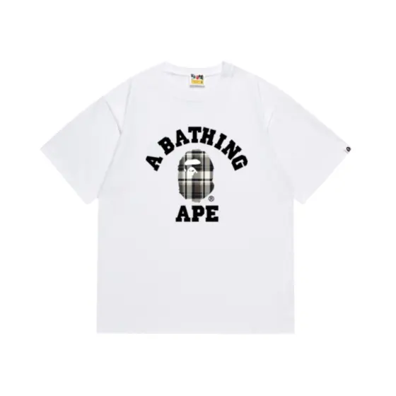 BAPE Check College Tee - white