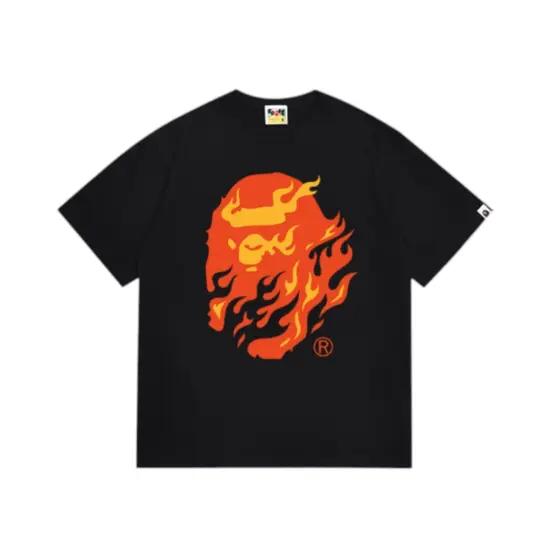 BAPE Flame Ape Head Tee - black