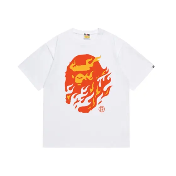 BAPE Flame Ape Head Tee - white