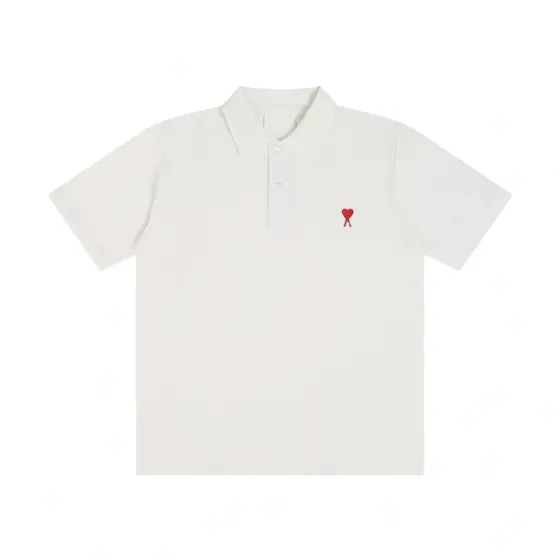 Ami Paris De Coeur Embroidered Polo Shirt - White