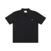 Ami Paris De Coeur Embroidered Polo Shirt - Black