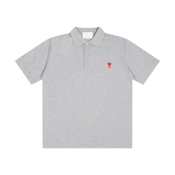 Ami Paris De Coeur Embroidered Polo Shirt - Gray