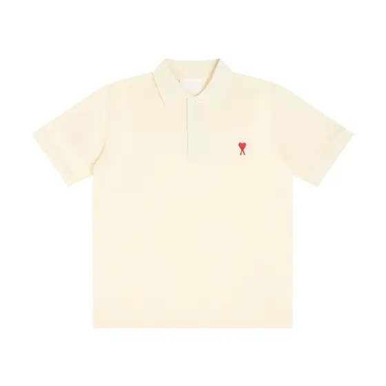 Ami Paris De Coeur Embroidered Polo Shirt - Apricot